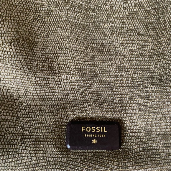 Fossil bag. NWOT. Gold flick and brown leather - Picture 6 of 12